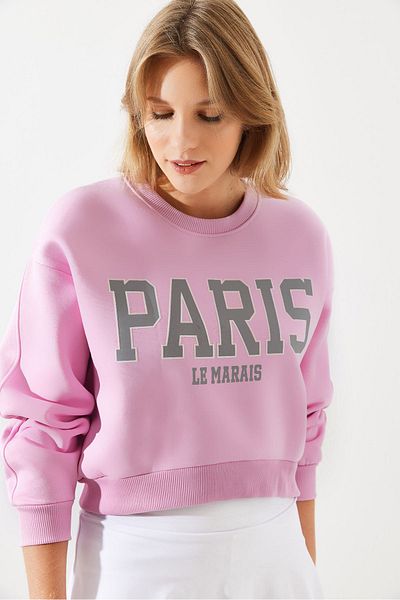 Bianco Lucci Damen-Sweatshirt „Paris“ mit drei Fäden, bedruckt
