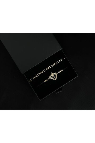 RM Bijuteri نورث ستار - مجموعة سوار ذهبية مفصلة مع مصعد