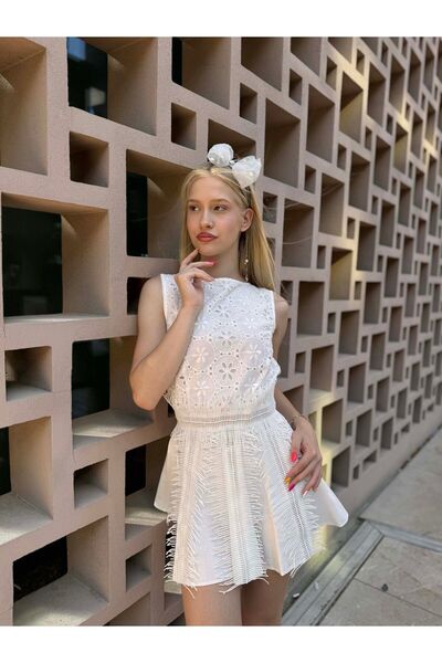 Rheme And Fons Özel Tasarım Couture Fistolu İç Astarlı Püskül Detaylı Mini Be...