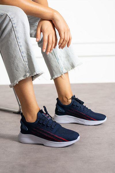 en7 Unisex Navy Blue Red Washable Comfortable Breathable Knitwear Sneaker 015