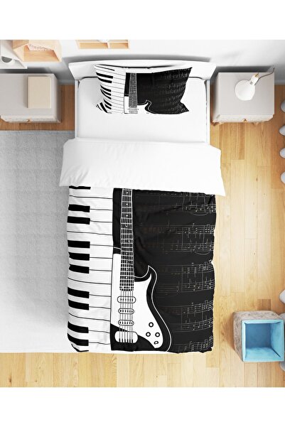 Home غطاء لحاف منزلي بنمط ملاحظة موسيقية ثلاثي الأبعاد طقم سرير فردي رقمي