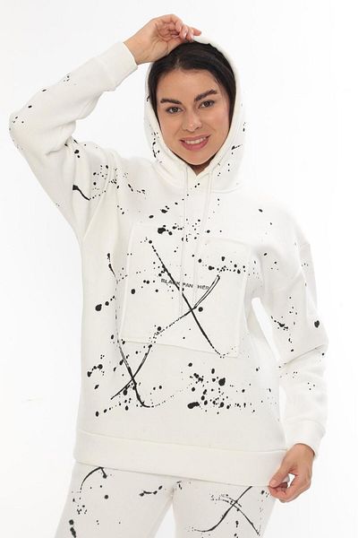TÜKATO Σετ αθλητική φόρμα Unisex με λευκή στάμπα - Oversize Jogger, Hoodie, 3 κλωστές