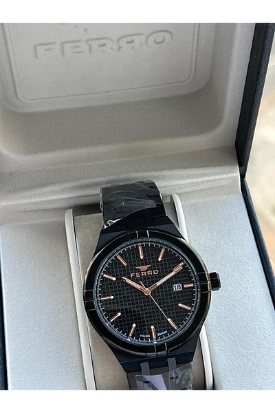 FERRO 30 Mt Water Resistant Men's Wristwatch - Steel Cord with Calendar, Dial Efm40122-Bg