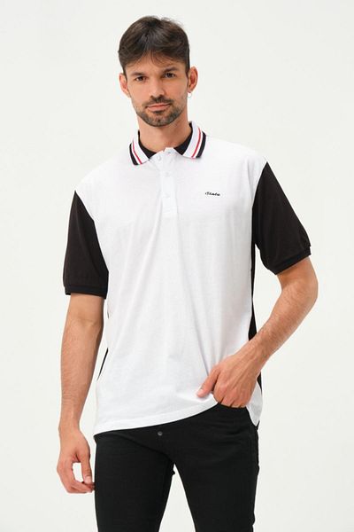 Polo State Ανδρικό μπλουζάκι με γιακά πόλο διπλού χρώματος μαύρο