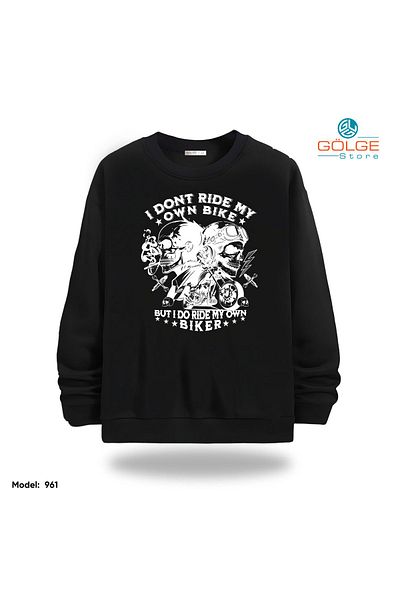 Gölge Store Motorcycles Chest Printed Slimfit Crew Neck 2 Thread Unisex Sweatshirt
