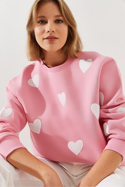 Bianco Lucci Damen-Sweatshirt mit Herz-Stickerei – Süzene 60251804