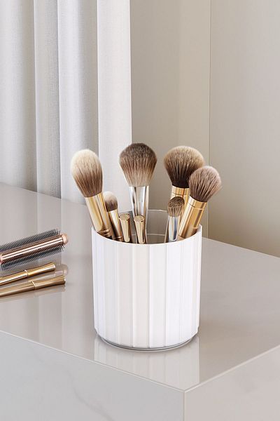 Pufwin Home 3 Pieces Makeup Brush and Comb - Multi-Purpose Bathroom Cosmetic Organizer Set