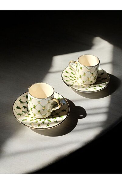 NADY STUDIO El yapımı tasarım 2li set Ivy Porselen Elboyama Türk Kahvesi Espr...