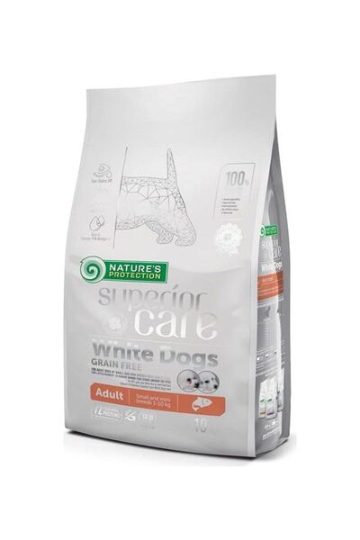 Nature's Protection Somonlu Beyaz Tüylü Mini Irk Adult Yetişkin Köpek Kuru Maması 10 Kg