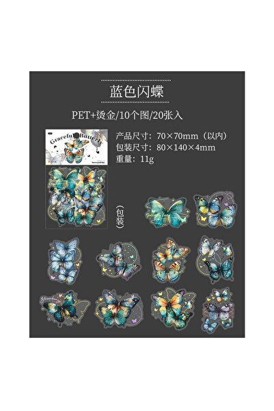 İthal L9-20 komada crvenih pozlaćenih leptir PET naljepnica