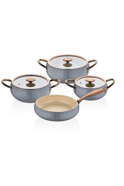 OMS 12001 - ALLURE - Pure CERAMIC - 7 Parça - Biogranit, Seramik, Set, Antrasit Gövde, Bakır Detay