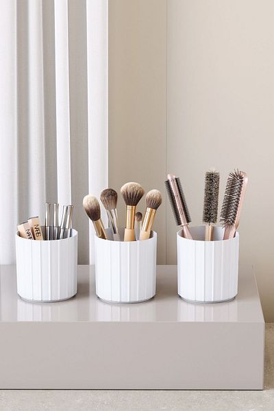 Pufwin Home 3 Pieces Makeup Brush and Comb - Multi-Purpose Bathroom Cosmetic Organizer Set