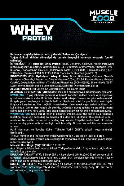 MUSCLEFOOD 910Gr 26 Servings - Flavored Concentrate Whey Cookie Protein Powder