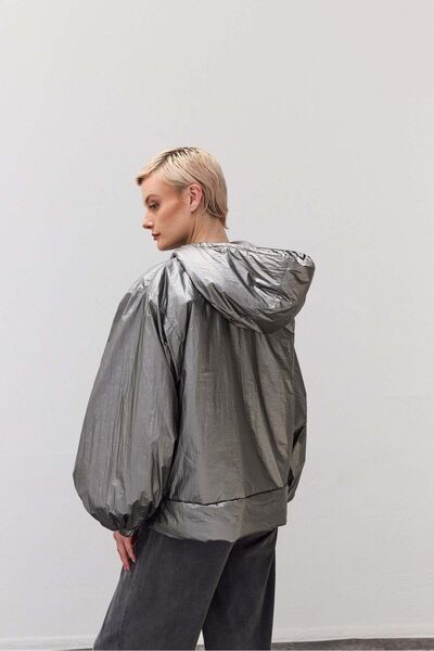 FABB Metal Gri Yağmurluk Mont