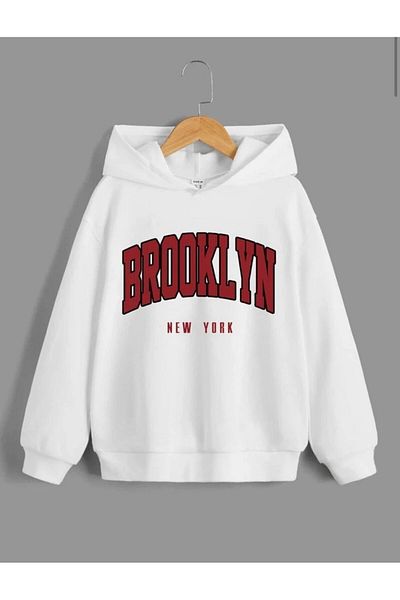 GLOWES Hanorac cu glugă supradimensionat pentru copii unisex cu imprimeu Brooklyn New York