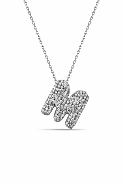 Karem Jewellery Zirkon Taşlı M Harfi Kolye Gümüş Kaplama Kadın