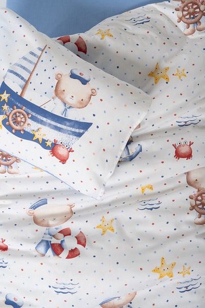 Cotton Box Seaman Blue Baby Bedding Set