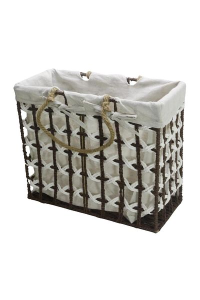 T.Concept Elegant Wire Decorative Rectangular Basket - Roped, Multi-Purpose, Brown-White (S)
