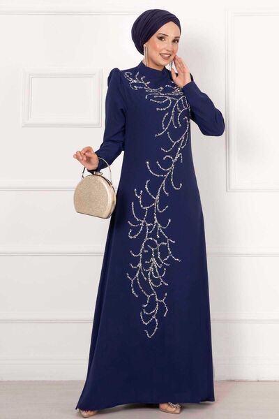 EBRUTESETTÜR Rochie de seară creponată cu design din piatră de iederă