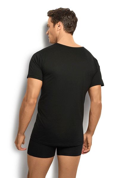 Jiber Black V-Neck Undershirt Tank Top - Men'S, Cotton, Short Sleeve 3 Pack - 112