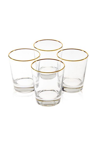 Rakle Set of 4 Pure Gold Water Glasses - Gilded, 270 ml