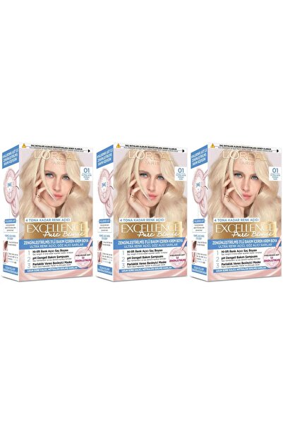 L'Oreal Paris Excellence Saç Boyası 01 Ultra Açık Doğal Sarı 3'lü Set