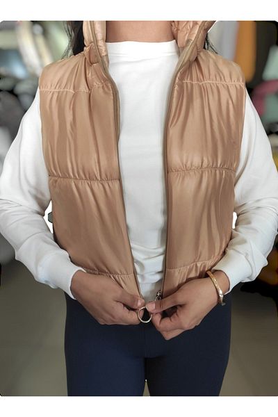 Sublime Butik Пухо жилетка с висока яка