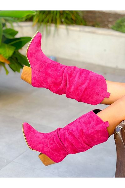 irmona Μπότες Dallas Terry Fuchsia Cowhide Suede Gusseted
