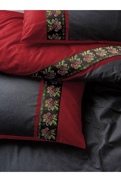 Cotton Box Anthracite Lienzo Double Folk Art Duvet Cover Set