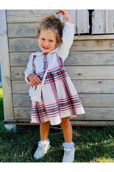 Cherrys Bebek Baby collar plaid dress