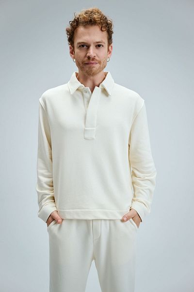 gothamvibes Ανδρικό φούτερ Timeless Polo Neck Cream