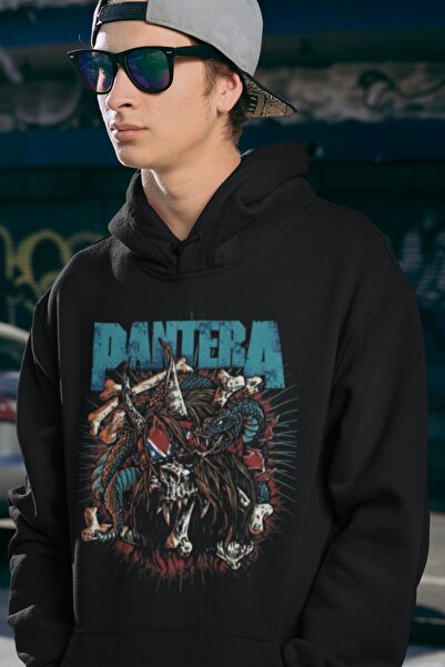 SEVBANO Unisex Pantera majica sa kapuljačom, široki kroj, rock metal print