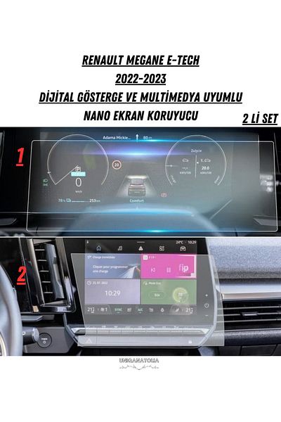 UniqAnatolia Renault Megane E-Tech 2022 2023 Multimedia and Instrument Panel Compatible Nano Screen Protector