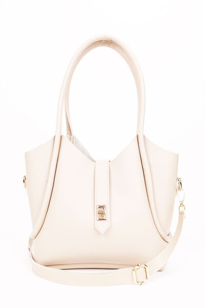 NOTHING Long Strap Cream Makeup Bag - Shoulder and Crossbody Bag with Lock Detail