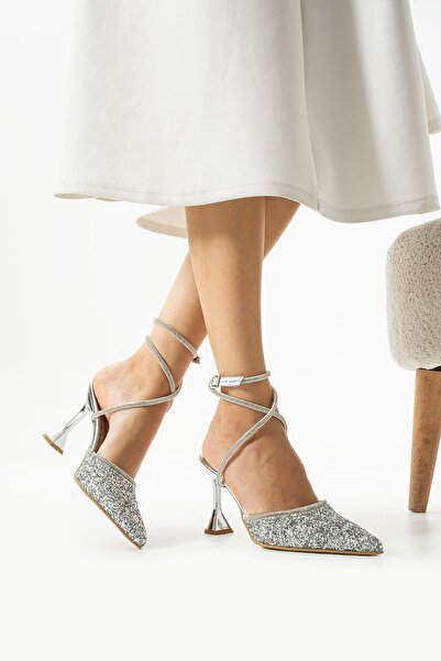 DUXAL SHOES Hector Cam Kırıntıları Bilekten Dolamalı Topuklu Ayakkabı