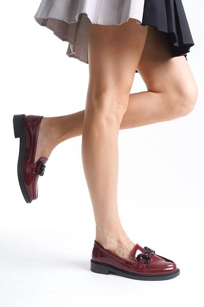 SH SİLVER MODA Mocasin de damă cu cataramă ocazională pantofi moale de zi cu zi