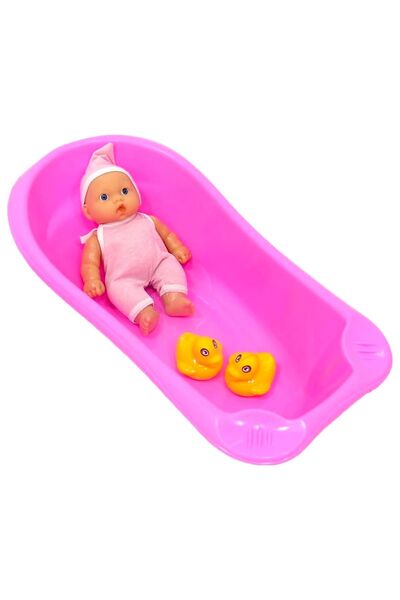 SAZE 9009A Küvetli Bebek   2 ADET ÖRDEK 1 ADET YATAN BEBEK OYUNCAK BEBEKVE ÖR...
