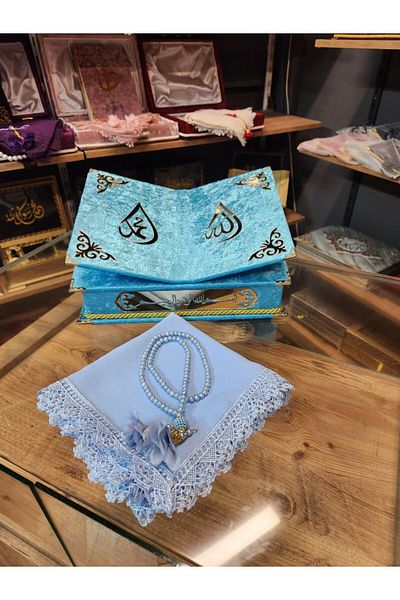 GÜLSEMALİ Quran Head Scarf with Chest and Rahmat, Rosary Bundle, Dowry Set