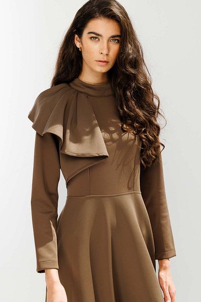 Hooopstore Φόρεμα Draped Scuba Coffee