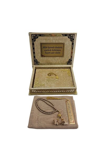 GÜLSEMALİ Gift Quran Head Scarf Rosary Bundle Dowry Set with Storage Box