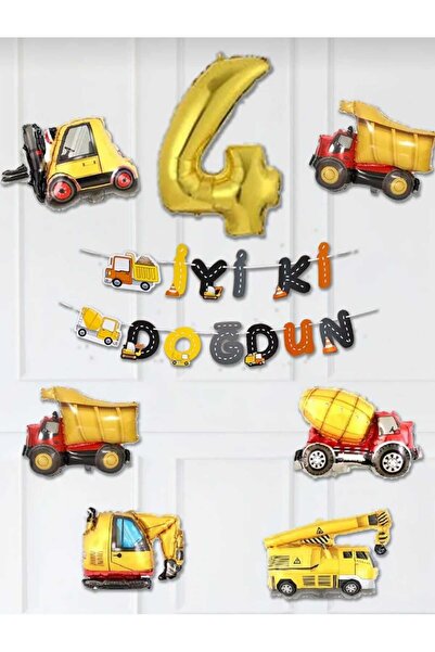 ALYA -BUTIK 10 parça inşaat temalı doğum günü konsepti 10 parça