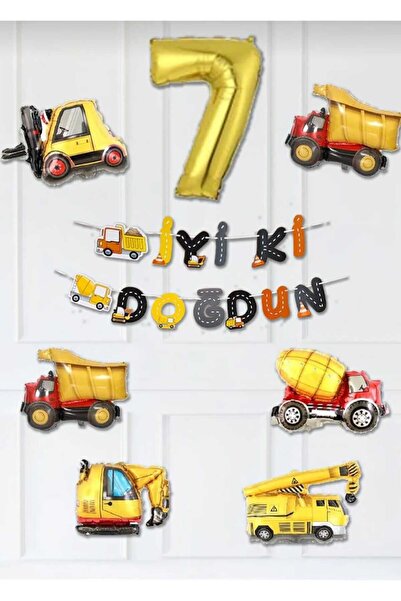 Generic Brand -Butik 10 Pieces Construction Themed Birthday Concept 10 Pieces