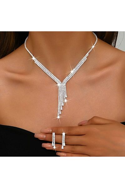 Estilo Lingerie Victoria Model Zircon Stone Fringed Luxury Jewelry Set - Wedding and Gift Jewelry