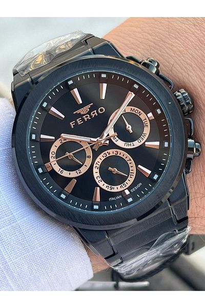 FERRO 30 Mt Waterproof Men's Wrist Watch with Steel Cord - Calendar, Inner Functions Active Efm40123-G