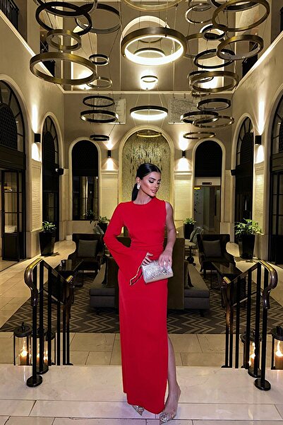 Eyyo Red Jack One Sleeve Long Dress ATE-0933