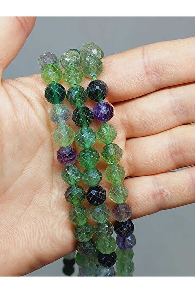 Yasamtohumu Kraljevski kvalitetni fluoritni kamen - 10mm fasetirani kroj niz ...