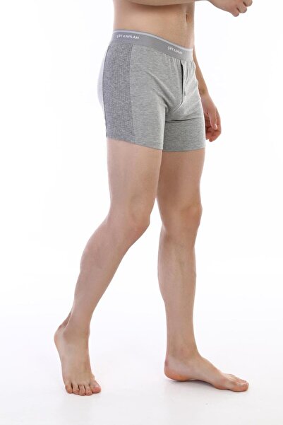 Çift Kaplan Men's Elastane Piping Gray Melange Boxer Shorts 0880