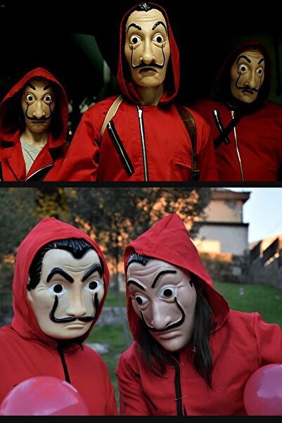 Parti dolabı Salvador Dali 5-Piece Mask Set - La Casa De Papel Halloween and Halloween Costume Party Joke25X15Cm
