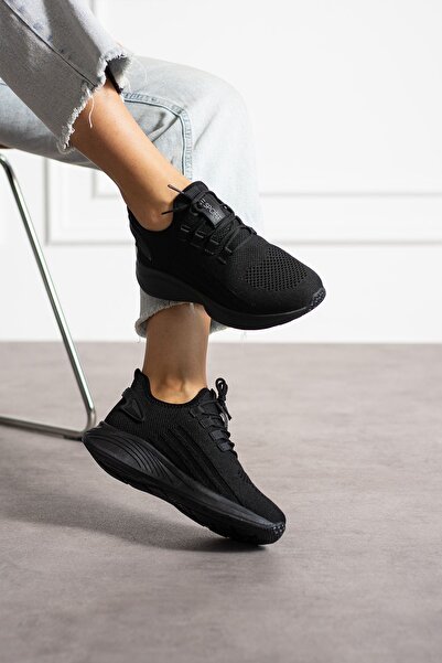 eformoda by emre yılmaz Siyah Unisex Yıkanabilir Rahat Hava Alabilen Kokusuz Triko Spor Ayakkabı Sneaker 015