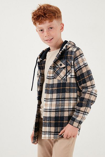 Lela Winter Boy's Shirt - Plaid, Hoodie and Pocket Cf24W81779